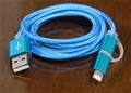 Dual Function USB Cable - Blue