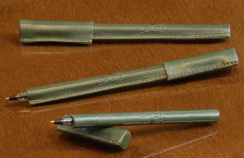 Leather Pen Cover - Dark Green