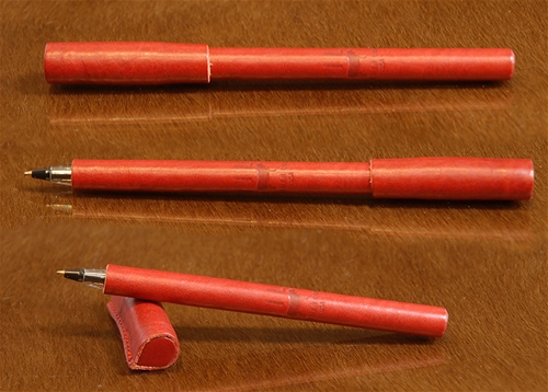 Leather Pen Cover - Red