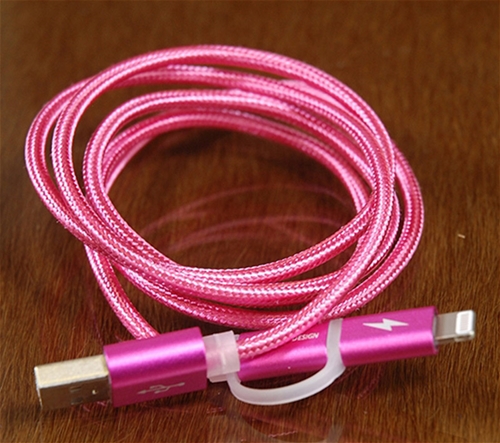 Dual Function USB Cable - Pink